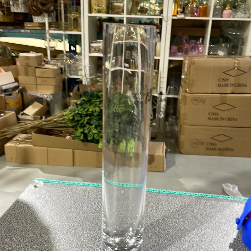 12"Hx2"D Clear Cylinder Vase