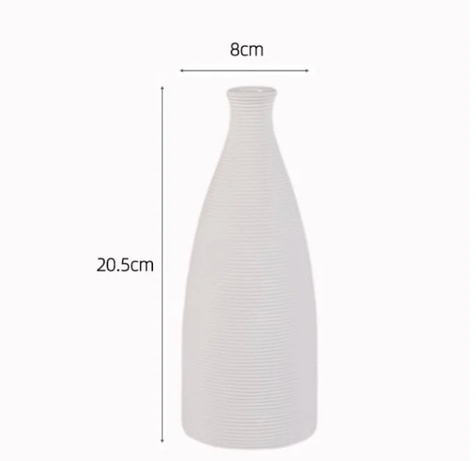 Ceramic Thin Neck White vase 8”