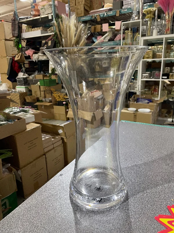 Clear VASE with gathered waist 12”H MV371 new