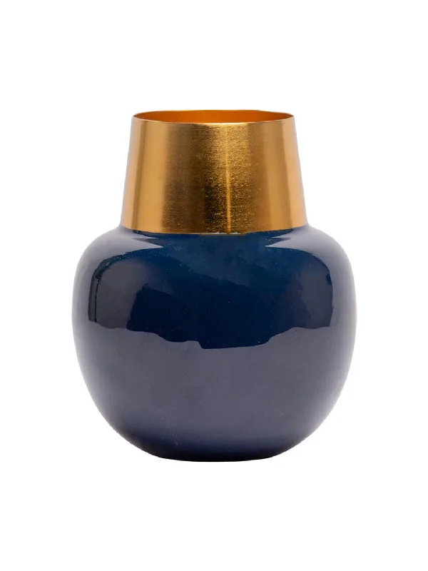 Decorative Enamel Vase - Golden & Blue