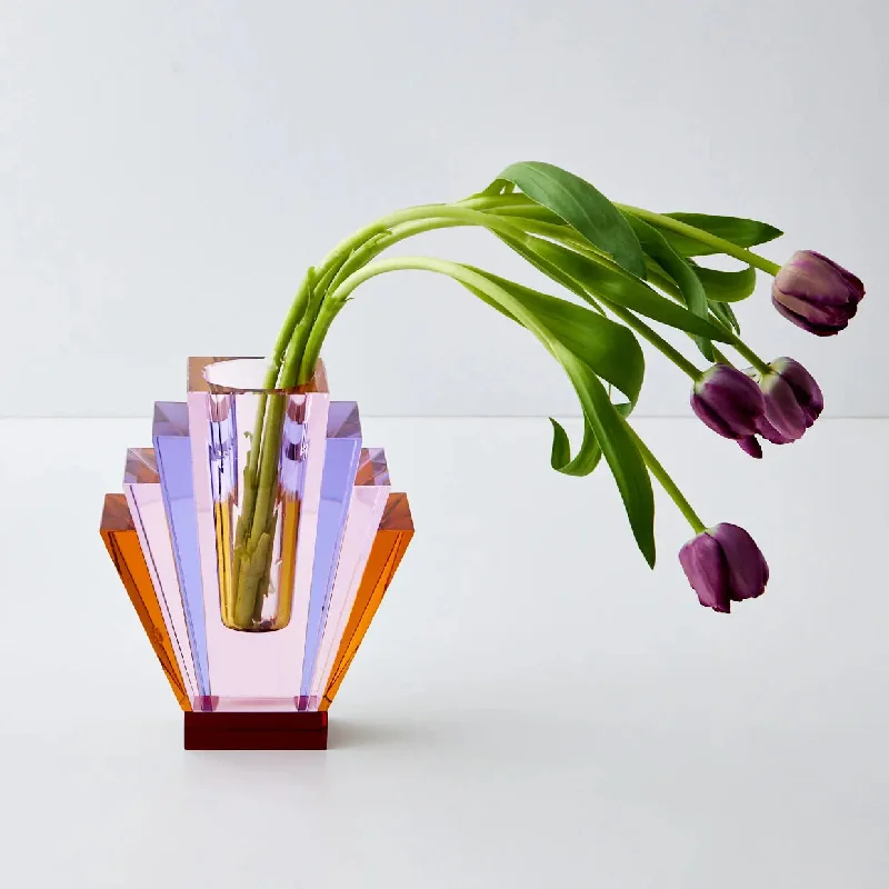 Diamond Deco Crystal Coloured Vase Pink Purple