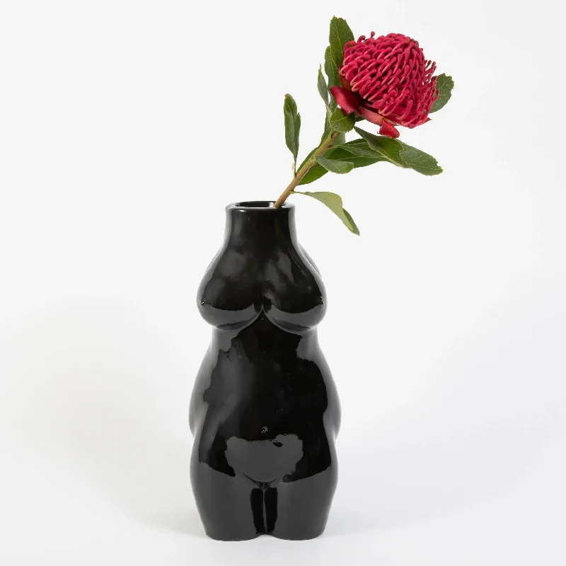 Divine Feminine Resin Vase Black