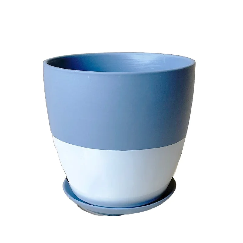 Dyad Porcelain Modern Indoor Plant Pot With Saucer