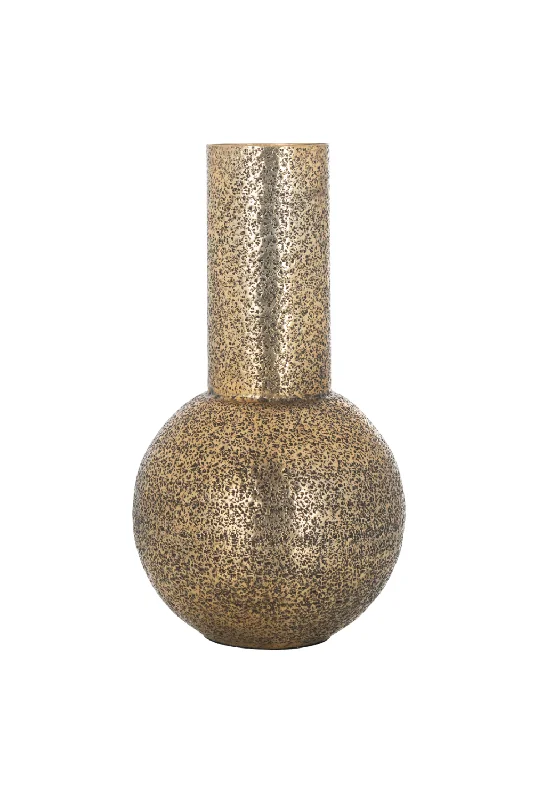 Gold Aluminum Rustic Vase L | OROA Darcey