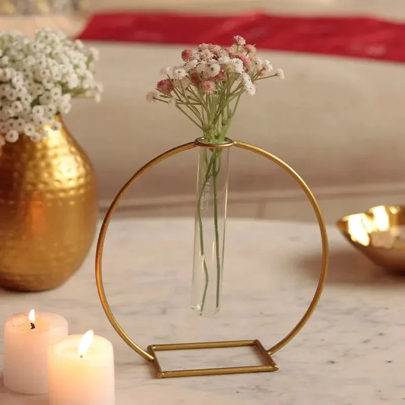 Circular Golden Test Tube Vase