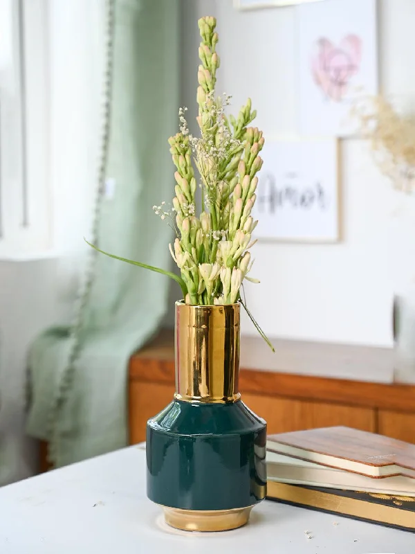 Golden & Teal Plain Ceramic Vase