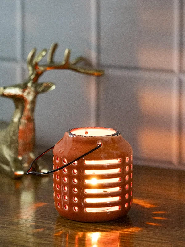 Hanging Tealight Candle Holder - Orange