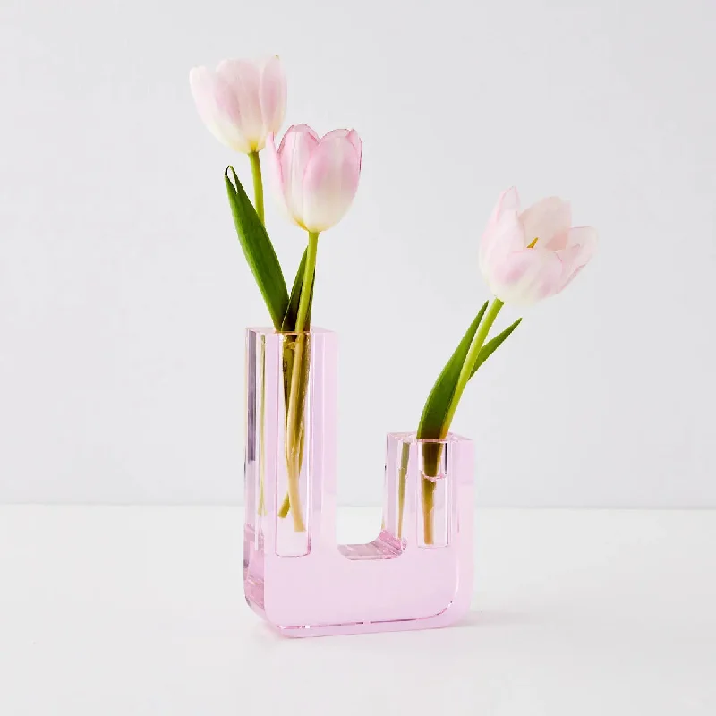 Infinity Crystal Cut Coloured Vase Pink