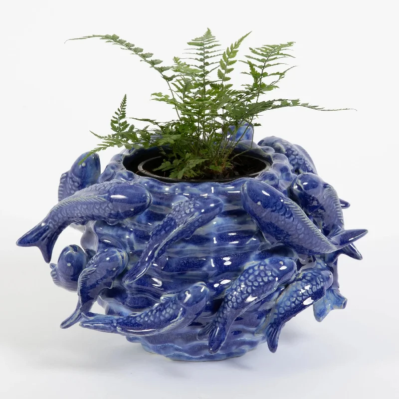 Koi Pond Ceramic Vase