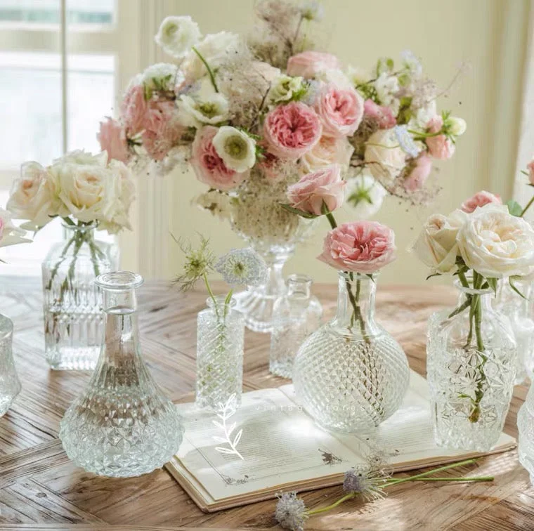 Large Crystal vintage Bud vase 7.8” H wedding centerpiece