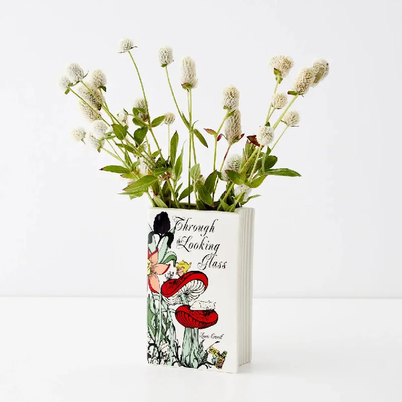 Looking Glass Ceramic Book Vase White