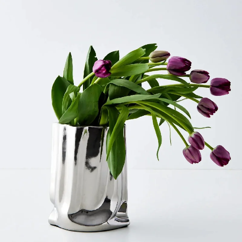 Mercury Metal Ceramic Vase Silver