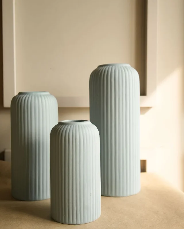 Modern Ribbed Vase | Set Of 3