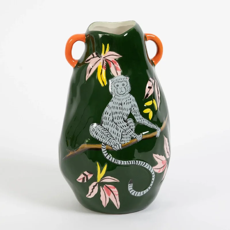 Monkey Mischief Ceramic Vase Urn