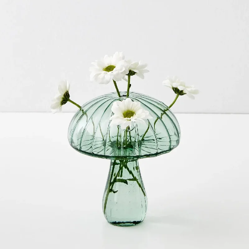 Mushroom Coloured Glass Vase Cyan