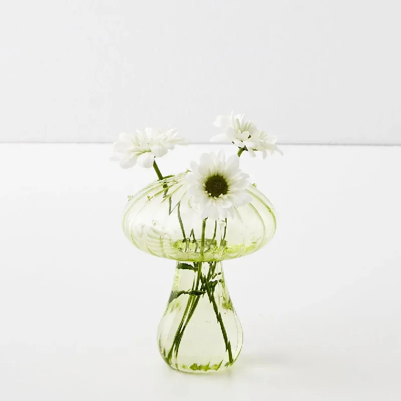 Mushroom Coloured Glass Vase Green