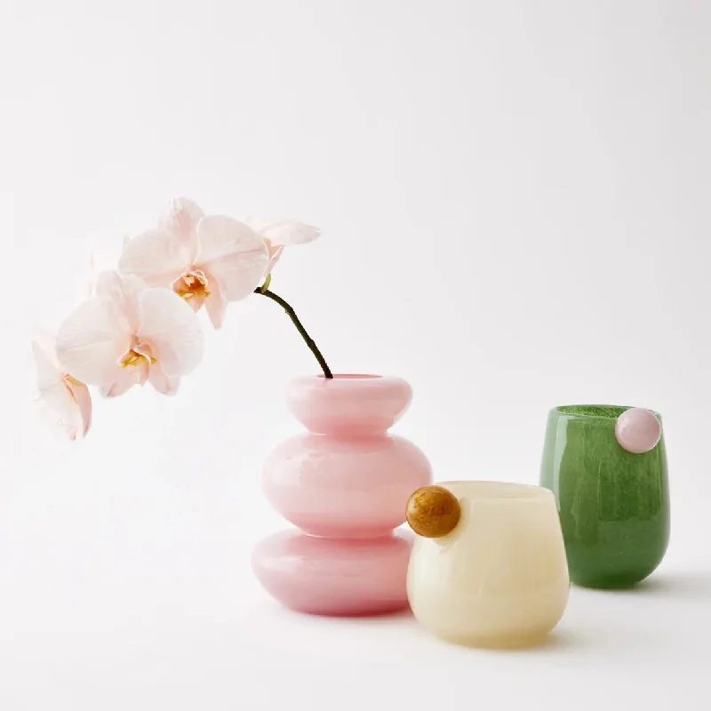 Pebble Coloured Glass Vase Pink