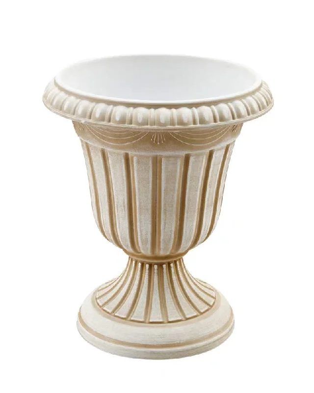 Plastic Tall urn (M) bowl 16” h cream white