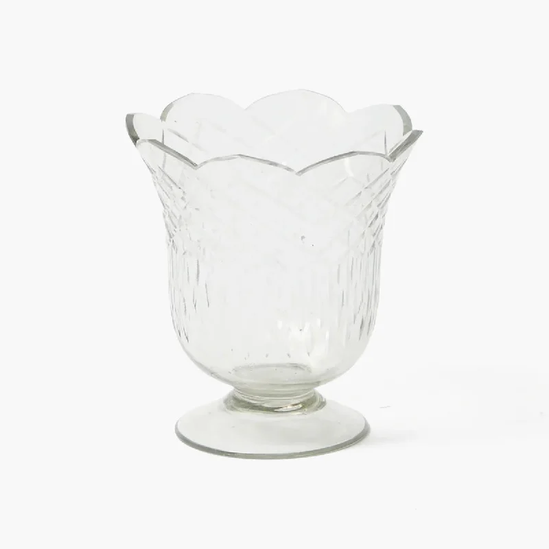 Scalloped Engraved Glass Vase