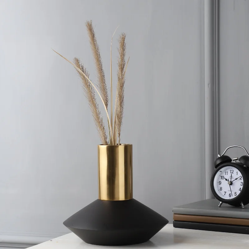 Short Deidra Wooden & Aliminium Vase | Multiple Colors