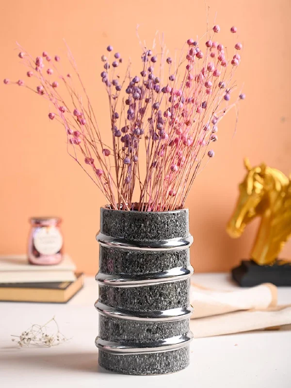 Silver Edge + Ribbed Vase