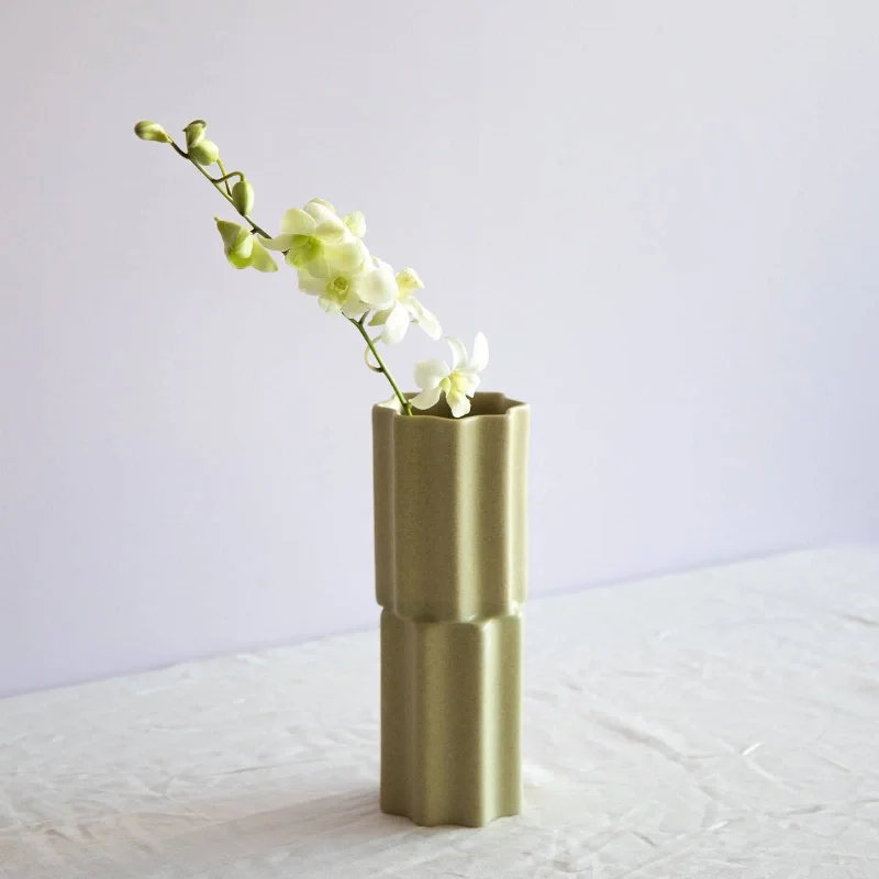 Skinny Stacked Vase - Wheat