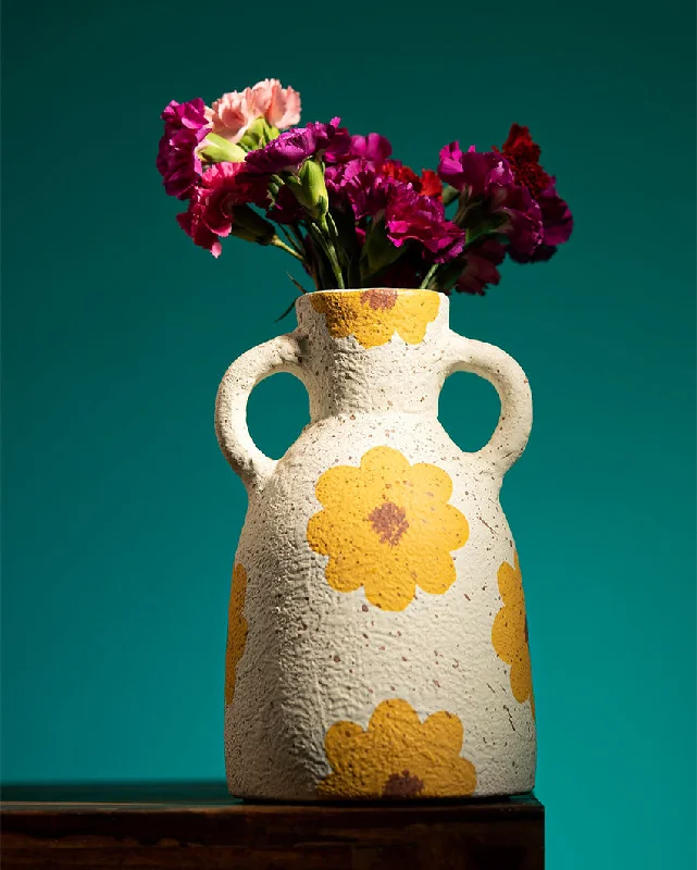 Sunflower Magic Terracotta Vase | 6 x 10 inches