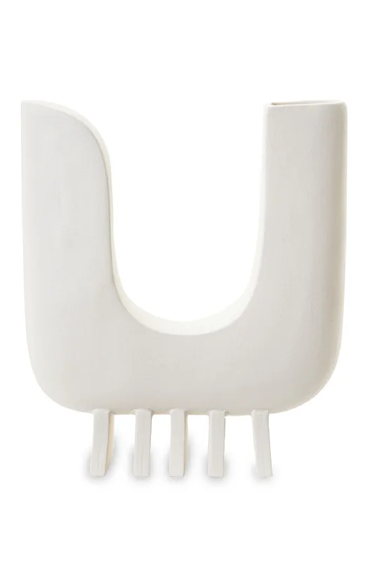 White Ceramic U-Shaped Vase | Liang & Eimil Jerico