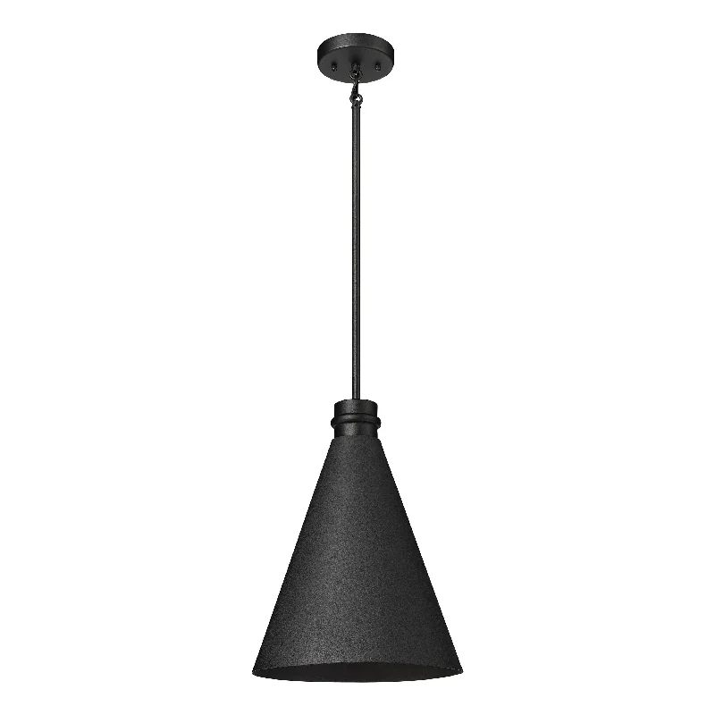 Axston Outdoor Hanging Lantern - Textured Black - 12in. Diameter - E26 Medium Base