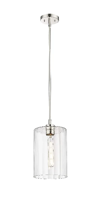 Chastine Pendant - Polished Nickel - Clear Beveled Glass - 8in. Diameter - E26 Medium Base