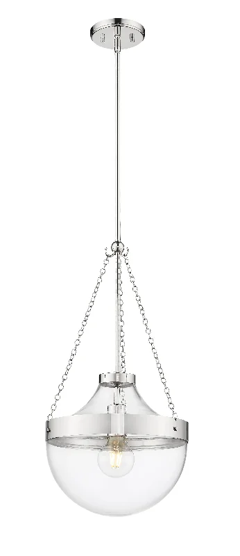 Clarra Pendant - Polished Nickel - Clear Glass - 12in. Diameter - E26 Medium Base