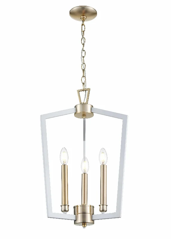 Lizabeth Pendant - Matte White / Modern Gold -  16in. Diameter - E12 Candelabra Base