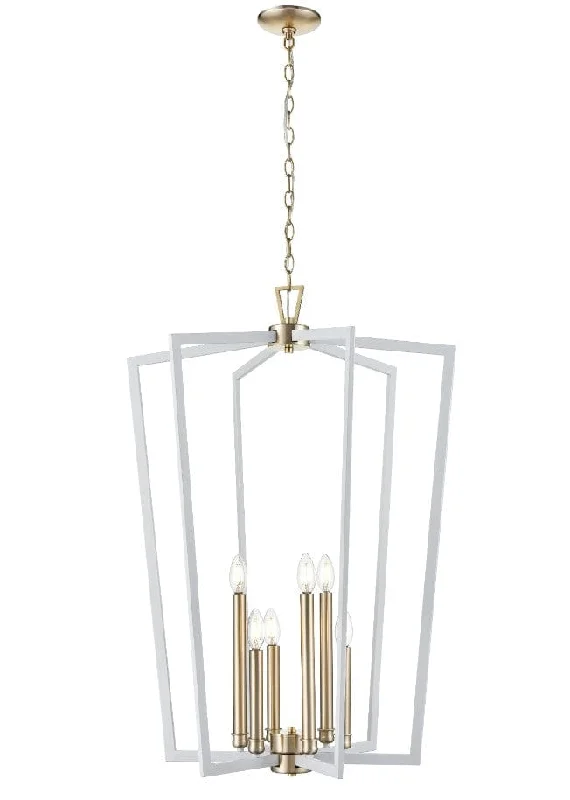 Lizabeth Pendant - Matte White / Modern Gold -  25in. Diameter - E12 Candelabra Base