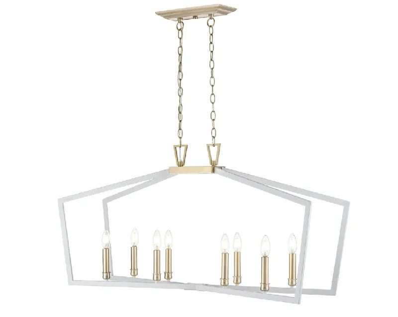 Lizabeth Pendant - Matte White / Modern Gold -  42.2in. Diameter - E12 Candelabra Base