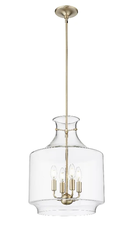 Mahannah Pendant - Modern Gold - Clear Glass - 15in. Diameter - E12 Candelabra Base