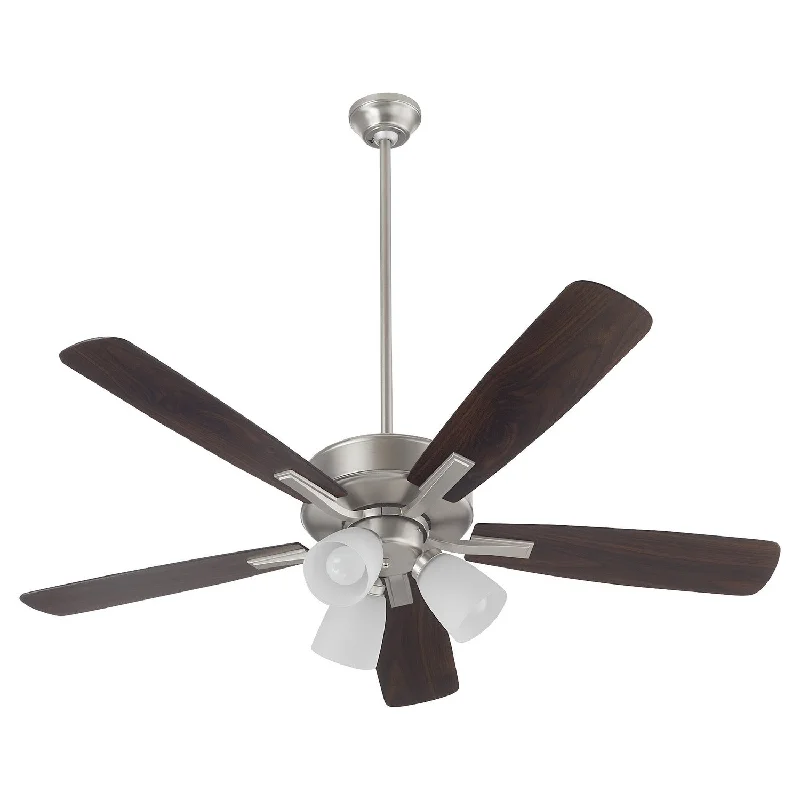 Quorum Ovation 4525-3165 Ceiling Fan 52 in. - Satin Nickel, Silver/Walnut