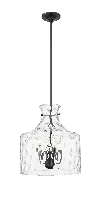 Santorini Pendant - Matte Black - Water Glass - 15in. Diameter - E12 Candelabra Base