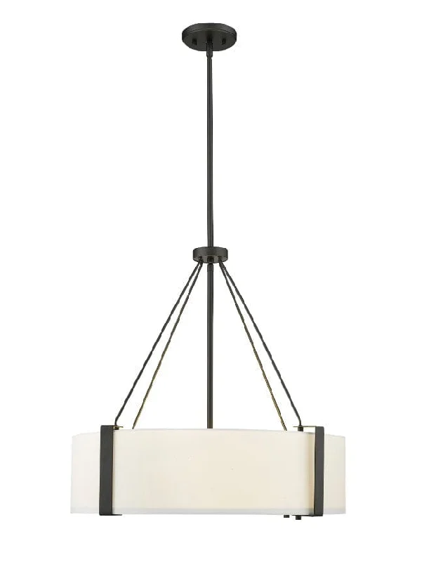 Telfar Pendant - Matte Black / White - White Glass - 24in. Diameter - E26 Medium Base