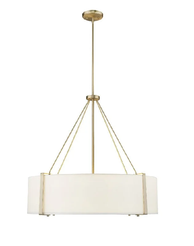 Telfar Pendant - Modern Gold / White - White Glass - 30in. Diameter - E26 Medium Base