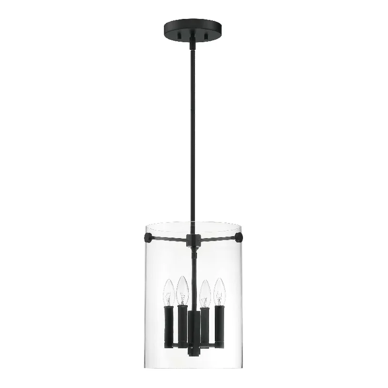 Vissi Pendant - Matte Black - Clear Glass - 9.88in. Diameter - E12 Candelabra Base