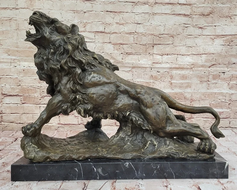 Antoine Barye African Lion Bronze Statue Large Wildlife Sculpture Home Decor Figure