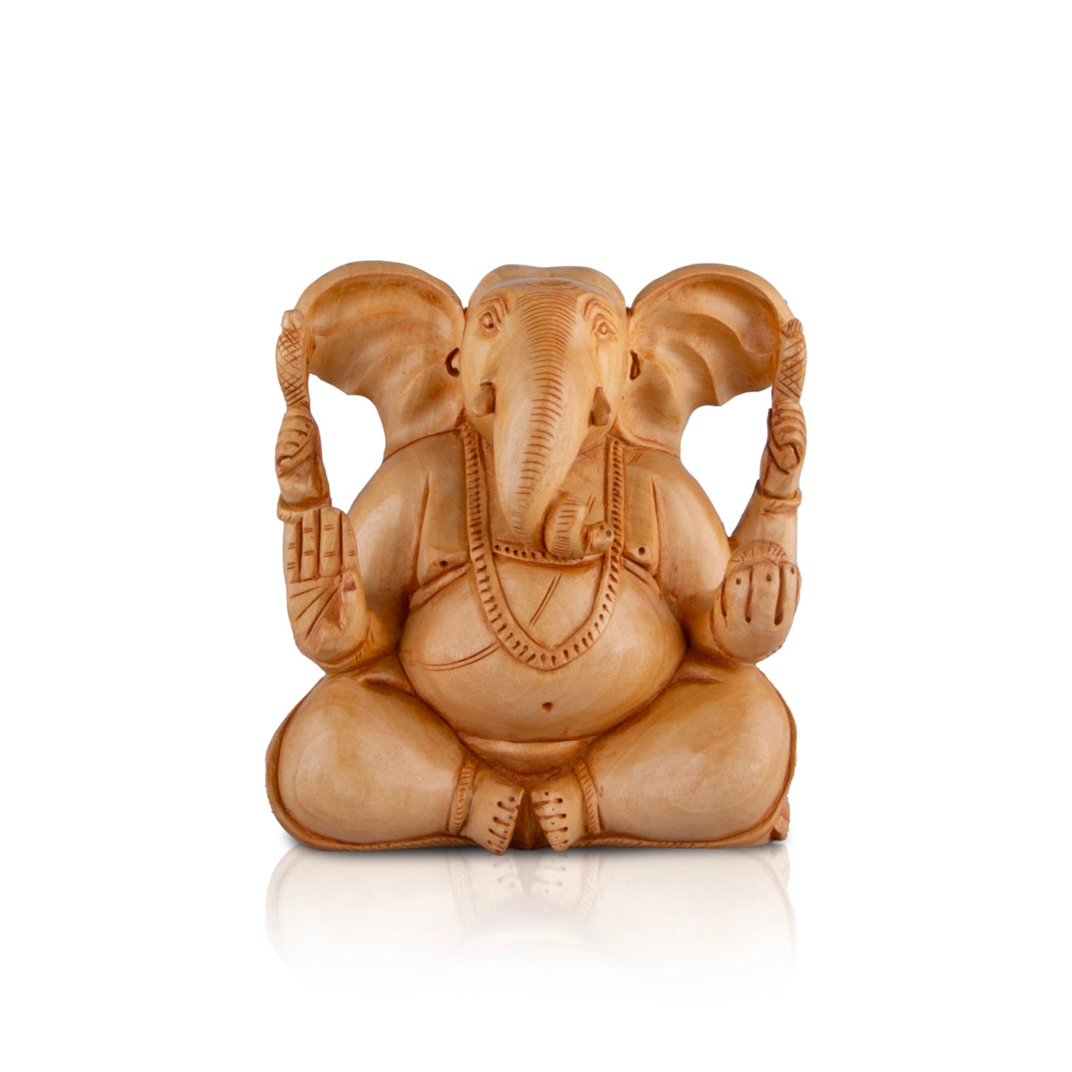 Big Ear Ganesh Murti - 4 x 4 Inches | Ganapati Idol/ Wooden Statue/ Vinayagar Statue for Home Decor