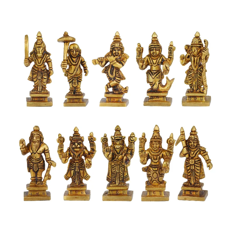 Dasavatharam Set | Antique Brass Statue/ Vishnu Avatar/ 10 Avatar of Lord Vishnu for Pooja