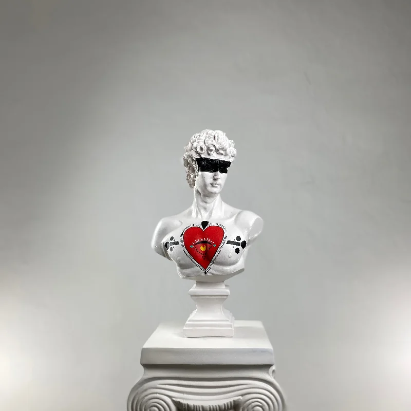 David 'Eye of Heart' Pop Art Sculpture, Modern Home Decor, Large Sculpture