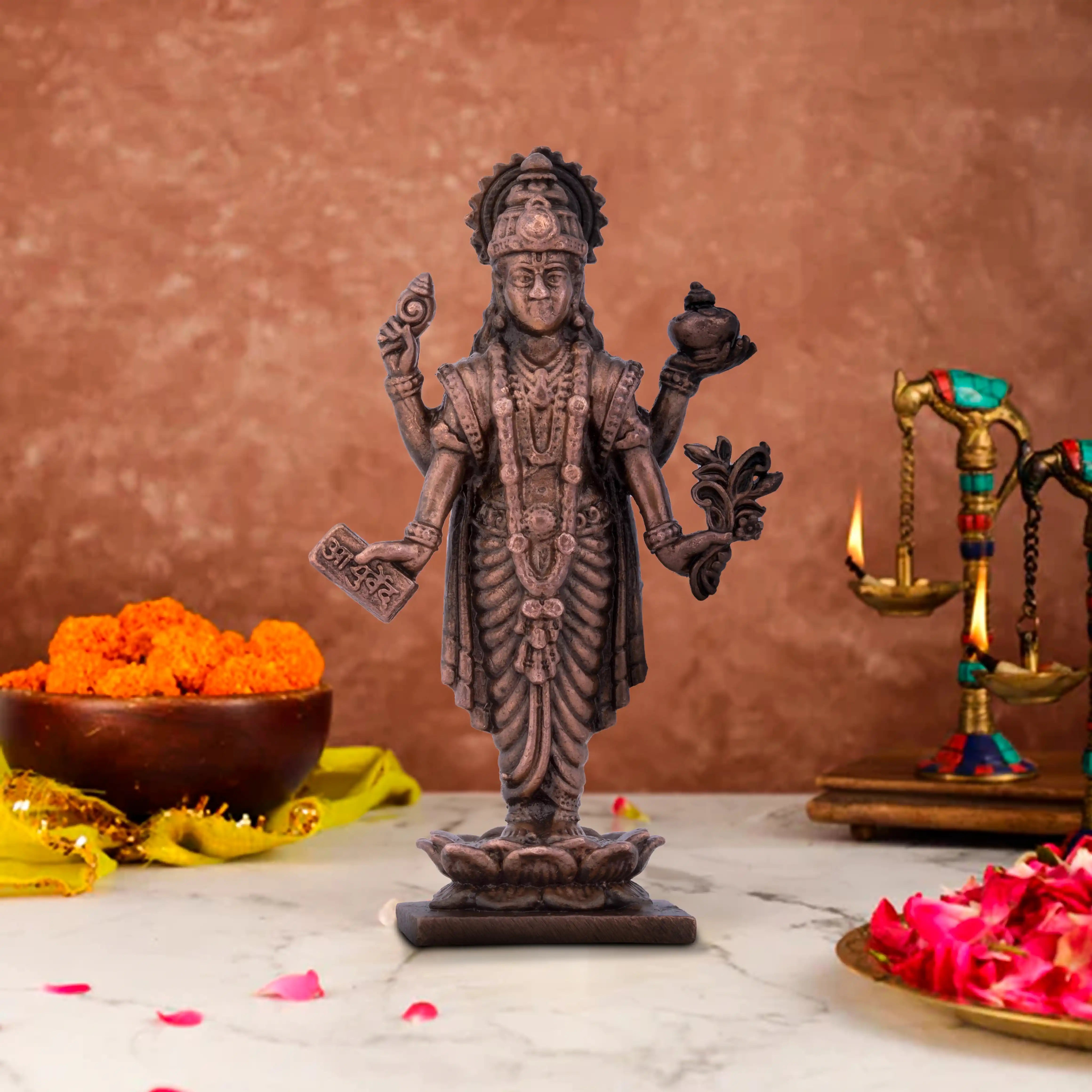 Dhanvantari Statue - 2.75 x 1.5 Inches | Copper Idol/ Dhanvantari Idol for Pooja/ 70 Gms Approx