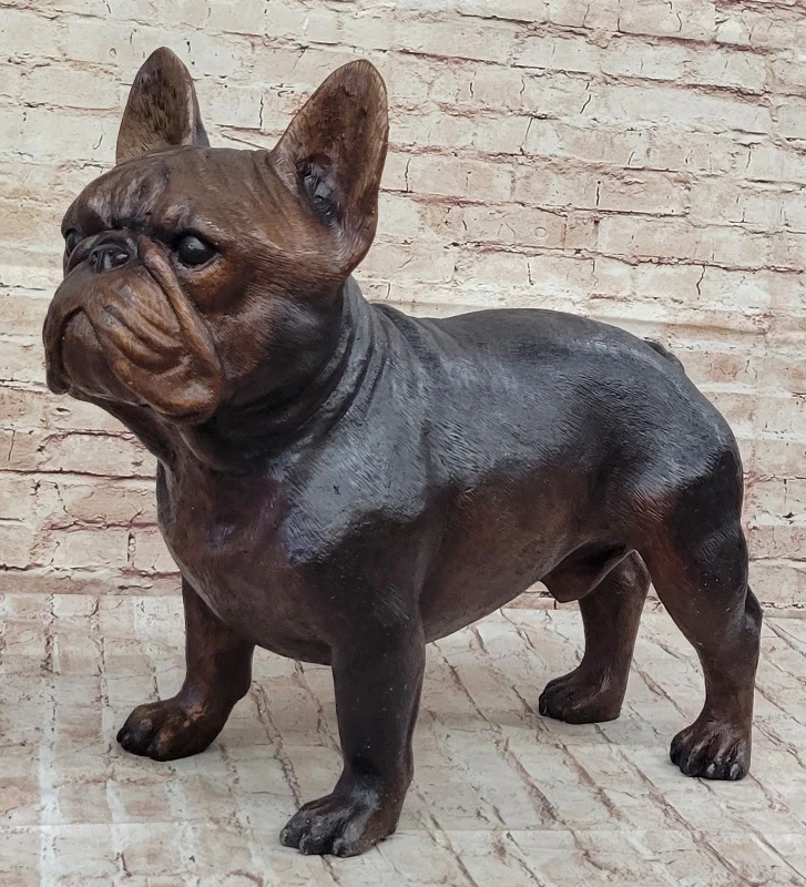 Extra Large Bulldog Bronze Sculpture: Hand Made by Moigniez for Home Decor