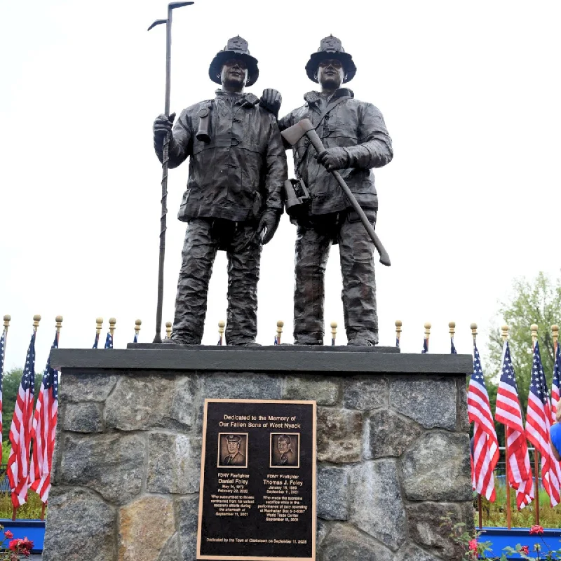 Pair of Custom Bronze Firefighter Statues