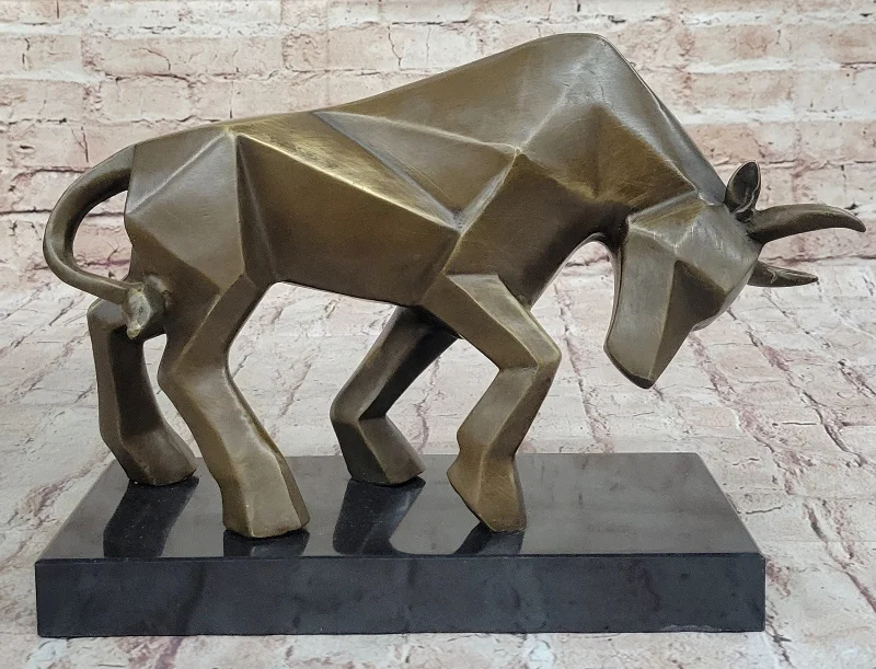 Fransisci Abstract Bull Bronze Sculpture Mid-Century Modern Office Statue