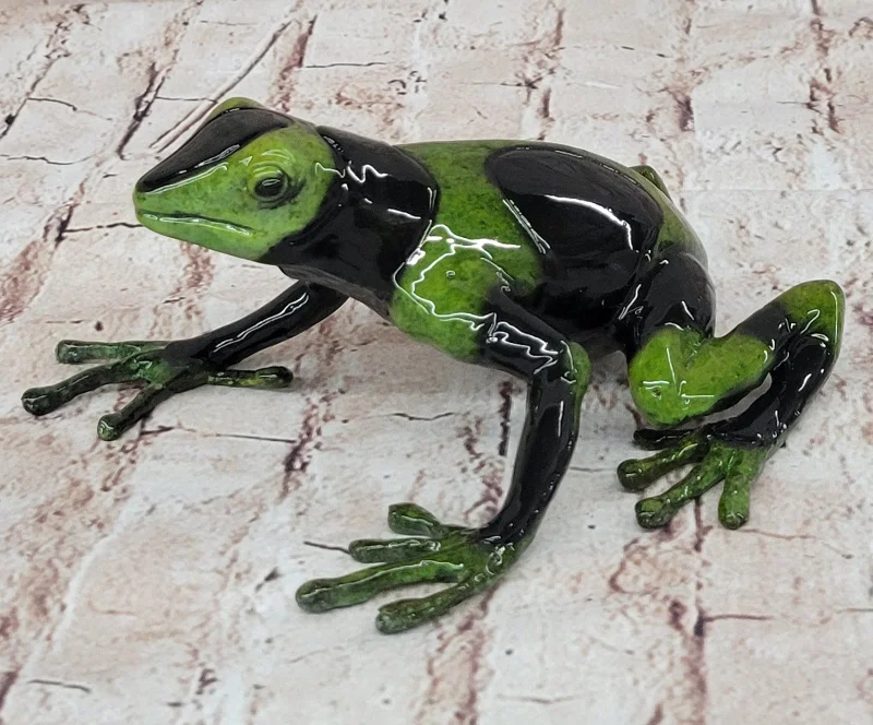 Genuine Bronze Frog Sculpture: Limited Edition Colorful Artwork for Home Decor