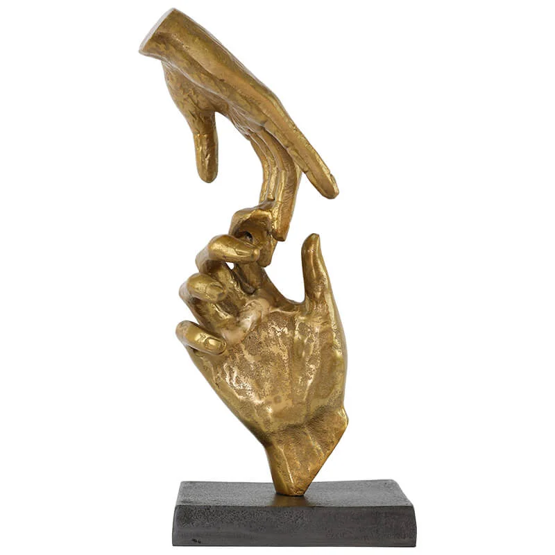 Gold/Grey Rough Hands Sculpture (36 cm)